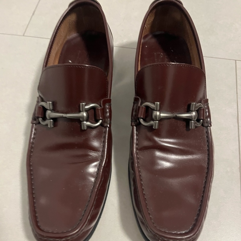 Men Burgandy Ferragamo shoes